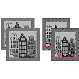 Geschirrtuch DDDDD "DDDDDD Kombi-Set aus 2 Geschirrtüchern & 2 Küchentüchern, Kanalschwarz", schwarz, B:50cm L:55cm, 100% Baumwolle, Geschirrtücher, Geschirrtuch, schnell trocknend, 100% Baumwolle, mit Grachtenhäusern