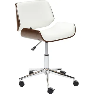 BELIANI Bürostuhl Weiß Kunstleder Drehbar Bremsbare Rollen Gasdruckfeder Höhenverstellbar Drehbar ohne Armlehnen Retro Drehstuhl Arbeitshocker - Weiß, Braun