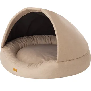 Hundehütte & Hundebett "Ramzes" 2in1 – Größe 80x80x52 cm | Katzenbett, Haustierbett, Hundehaus, Hundeliegen, Hundesofa | Doggy - Beige