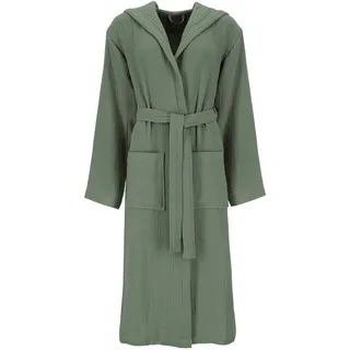 Bademantel VOSSEN "Silent, ideal für Sauna & Spa, Hotelbademantel, Morgenmantel" Gr. XXS, grün (detox grün), L:120cm, Baumwolle, Hausmäntel, Bademantel, Musselin