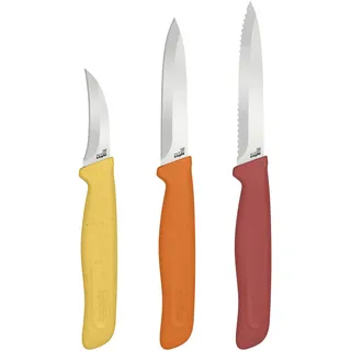 Zyliss Klassisches Messerset (3er) Schälmesser, Obstmesser & Gemüsemesser, Scharfes Küchenmesser Set, Rostfreier Edelstahl, Ergonomischer Softgriff, für Obst und Gemüse, Inklusive Klingenschutz