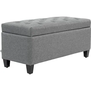 Homcom Truhenbank Polyester Holz Hellgrau 100 x 40 x 44 cm