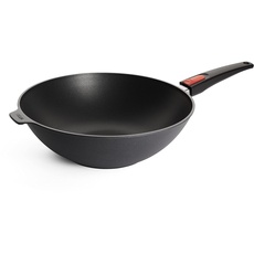 Woll Diamond Lite Wok- und Rührpfanne, Ø 32 cm, 10 cm hoch, mit abnehmbaren Stiel - Geeignet für Ceran, Gas, Elektro, Halogen - nicht induktionsgeeignet, Aluguss, anthrazit