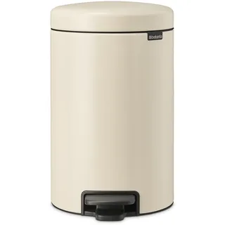 Brabantia - NewIcon Treteimer 12L - Medium Abfalleimer für Küche oder Schlafzimmer - Sanft Schließender Deckel - Leichte Pedalbedienung - Entnehmbarer Inneneimer - Soft Beige - 25 x 34 x 41 cm