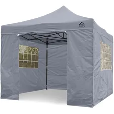 All Seasons Gazebos 3x3m vollständig wasserdichtes Faltpavillon mit 4 Seitenteilen - Metallisch Grau