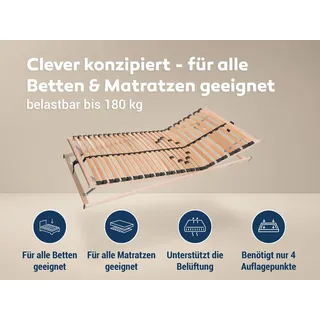 Betten-ABC Max1 K+F Lattenrost zur Selbstmontage mit Kopf- und Fußteilverstellung, Holm durchgehend, Größe: 120 x 200 cm