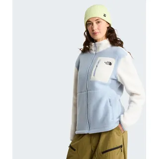 Strickfleece-Pullover THE NORTH FACE "W YUMIORI FULL ZIP", Damen, Gr. XL, frost grau, weiß dune, frost grau, Obermaterial: 100% Polyester, Pullover Strickfleece-Pullover, aus Polyester, mit durchgehendem Reißverschluss