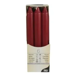 Papstar Tafelkerzen, Mit Papstar Stabkerzen bringen Sie Glanz auf den festlich gedeckten Tisch, 1 Packung = 6 Stück, bordeaux