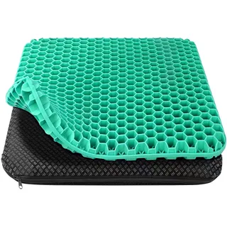 HSSGGV Sitzkissen bürostuhl,Auto sitzkissen,Orthopädisches Gel Sitzkissen für Bürostuhl und Auto, Weich und Bequem, mit Waschbarem Rutschfestem Bezug (Grün, 43 * 39 * 4)