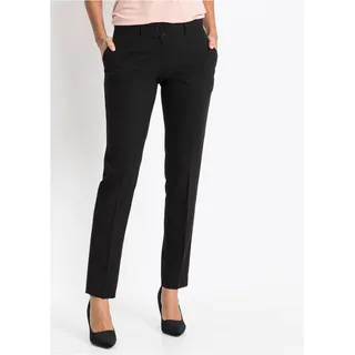 Anzughose BONPRIX "Anzugshose", Damen, Gr. 44, K-Gr, schwarz, Obermaterial: 76% Polyester, 22% Viskose, 2% Elasthan, slim fit, Hosen Anzughose, aus Polyester, Viskose und Elasthan, schmale Passform