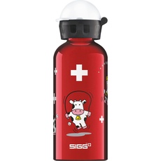 SIGG - Alu Trinkflasche Kinder - KBT Funny Cows - Auslaufsicher - Federleicht - BPA-frei - Klimaneutral Zertifiziert - Rot - 0,4L