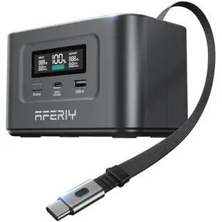 AFERIY 145W Tragbare Powerstation, 99.2Wh/31000mAh | Dual USB-C PD3.0 Schnellladung, kompakt und mit einer Hand tragbar, Solar, Ideal für Reisen, Camping & Notfälle