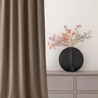 ROOM99 Vorhang mit Kräuselband Aura 140 x 300 cm Nugat, 1 Stück | Schiebegardinen Modern Curtain Wohnzimmer Schlafzimmer