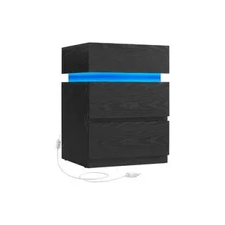 VASAGLE Nachttisch rechteckig Spanplatte schwarz 40,0 x 35,0 x 55,0 cm, 1 St.