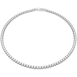 Swarovski Matrix Tennis Halskette Rundschliff Weiß Edelstahl