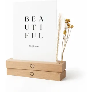DwieDeko® Kartenhalter groß Holz 2er Set schwarzes Herz - Trockenblumen Deko - Fotogeschenke beste Freundin - Geschenke für Frauen - Tischkartenhalter Affirmationskarten - Danke Geburtstag Erwachsene