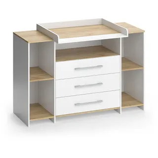 Vicco Oskar, Weiß/Goldkraft Eiche, 143.2 x 93 cm mit 3 Schubladen