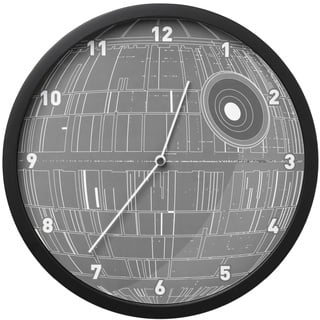 Paladone Death Star Leuchtende Wanduhr im Dunkeln - Offiziell lizenziert Star Wars Beleuchtungsdekoration - Inklusive Wandaufkleber, Dekoration für Kinderzimmer, batteriebetrieben