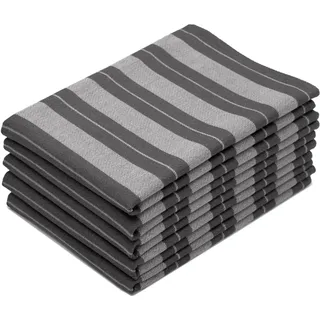 ZOLLNER 5er Set Geschirrtücher - Baumwolle in 50x70 cm - saugstarke und strapazierfähige Küchentücher - waschbar bis 60°C – in Graphit gestreift - Gastronomiequalität - Oeko Tex® Zertifiziert