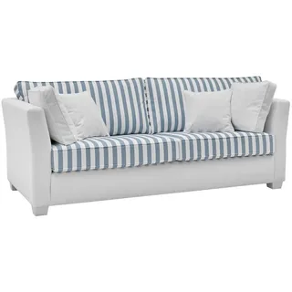 furn.design Sofa Wohnzimmer, Couch 2,5-Sitzer in creme und blau Landhaus Einzelsofa Hooge 200 cm, creme und blau, gestreift,