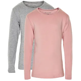MINYMO Baby - Mädchen Minymo 2er Pack Blusen mit Langen Ärmeln für Mädchen Bluse, Mehrfarbig (Rosa/Grau 568), 80 EU