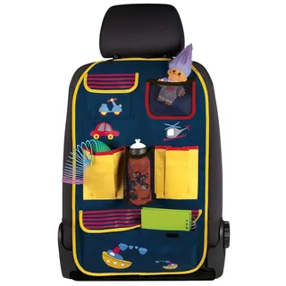 Walser Organizer Driver Jack, Rückenlehnenschutz-Auto für Kinder, Auto-Organizer, Auto-Rücksitztasche, Rücksitzschoner blau/gelb