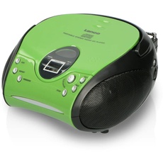 Lenco SCD24 - CD-Player für Kinder - CD-Radio - Stereoanlage - Boombox - UKW Radiotuner - Titel Speicher - 2 x 1,5 W RMS-Leistung - Netz- und Batteriebetrieb - Grün Schwarz