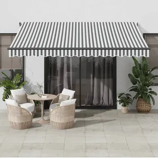 Möbel Markise Manuell mit LEDs Anthrazit & Weiß 400x300 cm - Markisenstoff 3310231 - Grau