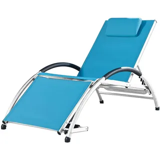 Vivere DKDSUN-TT Dockside Sun Lounger, Aluminium, True Turquiose, 170 x 67 x 84 cm