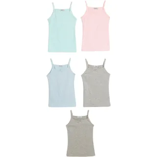 Unterhemd BONPRIX, Jungen, Gr. 104/110, 5 Stk., N-Gr, grau (hellgrau meliert, pastellmint, puderblau, puderrosa), Obermaterial: 95% Baumwolle, 5% Elasthan, Unterhemden Unterhemd, aus Baumwolle und Elasthan, bequeme Passform