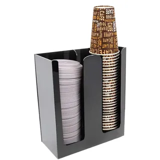 tirifer Together-Life Papier-Kaffeetassen-Organizer-Spender, Einwegbecher-Deckelhalter, Präsentationsaufbewahrung, Kaffee, Milch, Teeshop, Restaurant-Zubehör, Halloween-Partyzubehör (2 Fächer, schwarz)