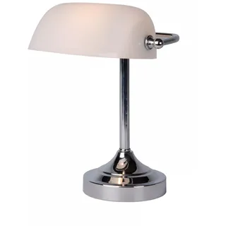 Bankerlampe Jugendstil Glas Grün Chrom Weiß 30 cm E14 Schreibtisch Leuchte