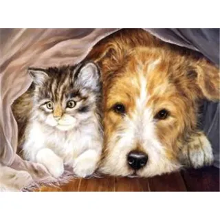 Diamond Painting Set, Bild mit Motiv Tierische Freunde und Zubehör, Größe ca. 35 x 25 cm, Bastelset zum Malen mit Glitzersteinchen für Kinder ab 5 Jahren