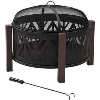 Feuerschale , Braun, Schwarz , Metall , rund , 78.5x59x78.5 cm , hitzebeständig , Freizeit & Co, Herbstartikel & Winterartikel