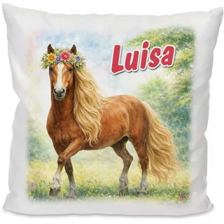 Unikatolo Kissen mit Name personalisiert, Kuschelkissen Kinder (Pferd) | Geschenk für Kinder Kinderzimmerdeko Kindergarten Schulanfang Kindergeburtstag Namenskissen Zierkissen mit Tiermotiv