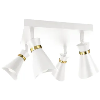 Deckenstrahler Deckenlampe 4-flammig B: 25 cm klein E14 in Weiß Gold verstellbar