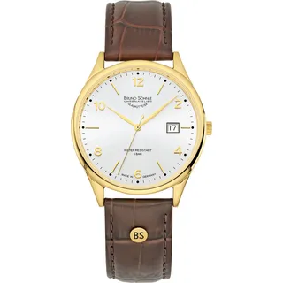 Bruno Söhnle 17-33221-261 Herren-Armbanduhr, Gold-Gehäuse, Leder-Armband