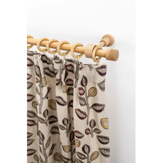 GARESA Gardinenstange »Sandri Vollrund, Endknop Sandra« 1 läufig-läufig Wunschmaßlänge Vorhanggarnitur aus Holz, verlängerbar, mit Ringe, braun