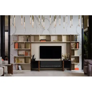 Wohnwände tv Wand Holz Modern Stil Regal Wohnzimmer JVmoebel - Braun