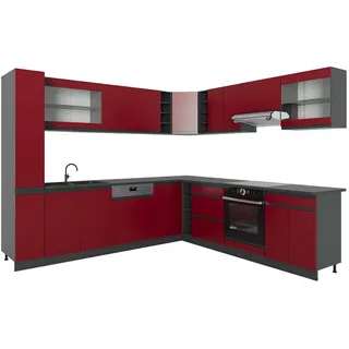 Vicco Winkelküche L-Form 257 x 60 cm Rot