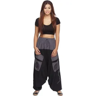 Haremshose Pumphose Aladinhose Pluderhose Yoga Goa Sarouel Baggy Aladin Freizeithose Simandra Damen, grau L/XL - Grau