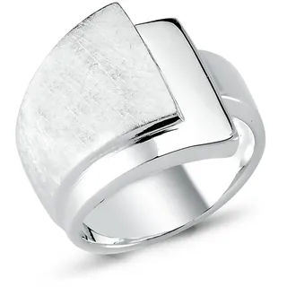 Vinani Damenring, 925 Sterling Silber – Schichten-Design mit 3 Ebenen, gebürstet und poliert, breites massives Band, handgefertigter zeitloser Schmuck für Damen, Größe 60 Modell 2RSC60