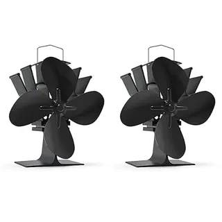 VOUNOT 4 Blatt Ofenventilator Ohne Strom, Wärmebetriebener Kaminventilator Ventilator, Lüfter für Kaminofen, Kamin, Holzbrenner (Packung mit 2)