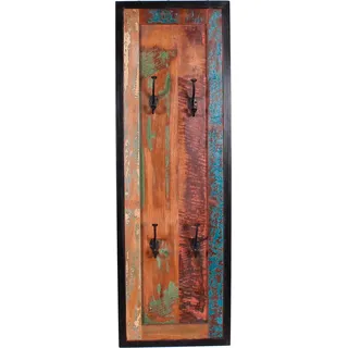 Garderobenpaneel SIT "Vintage Garderobe aus recyceltem Massivholz mit 4 Haken", bunt (bunt, schwarz), B:35cm H:110cm T:8cm, Massivholz, Garderobenpaneele, Garderobenpaneel, in Vintage Optik