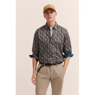 Langarmhemd BUGATTI, Herren, Gr. XL, Normalgrößen, braun, 100% Baumwolle, unifarben, normal, eckige 2-Knopf-Manschette, Hemden Langarmhemd, aus reiner Baumwolle