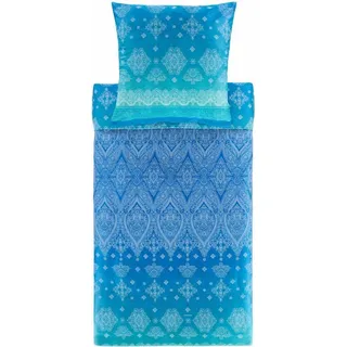 Bassetti Satin-Bettwäsche-Garnitur KERALA Farbe B1 BLAU Größe 200x200+2x80x80