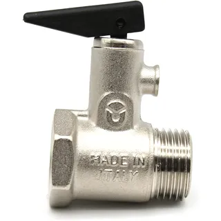 DOJA Barcelona | Sicherheitsventil Thermo | Überdruckventil | 1/2" Außengewinde - Innengewinde mit Hebel | 8,5 ± 0,5 Bar | Ventil für Elektro-Thermo, Elektro-Wassererhitzer, Heizung, Boiler