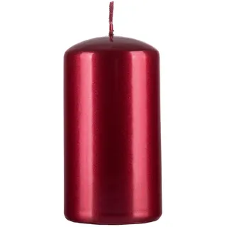 DONAU HOME Kerze Stumpen Standard Lack/Paraffinkerze/ 60x115mm/ Rot Metallic Glänzend/Stumpenkerze/Deko Kerzen Wachskerze/ 1 Stück/Zur Dekoration