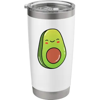 Niedliches Avocado-Cartoon-fröhliches Gesicht Doppelwandiger Edelstahl-Thermobecher