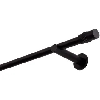 Gardinenstange Schwarz Matt stabile Vorhangstange 19 mm mit Zylinder einfache Montage, Montageort: Wand, 1-läufig, 420 cm - Schwarz